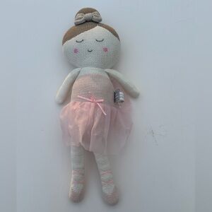 Living Textiles Emma Ballerina Cotton Fabric Knitted Rattle Doll 15” Plush